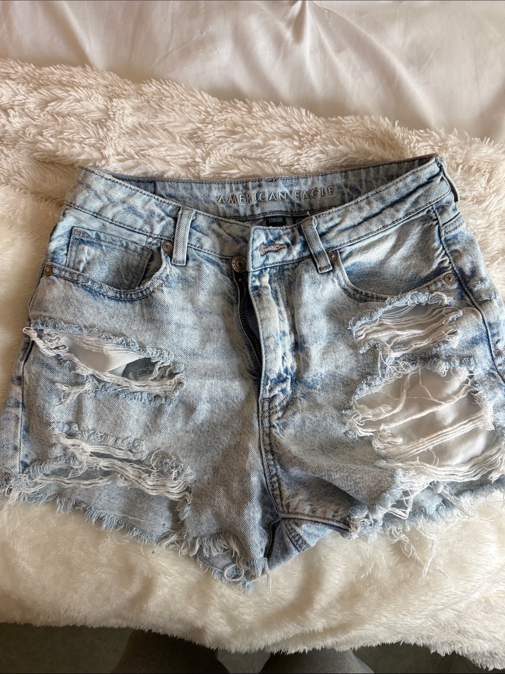 American Eagle Outfitters Light Wash Distressed Denim Shorts